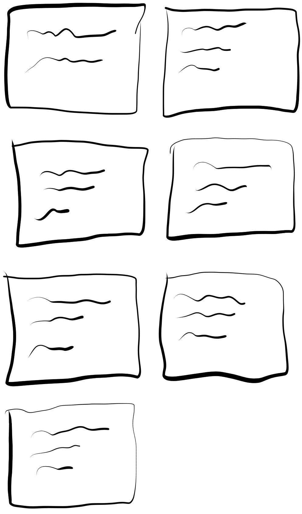 grid of several rows of items in two columns