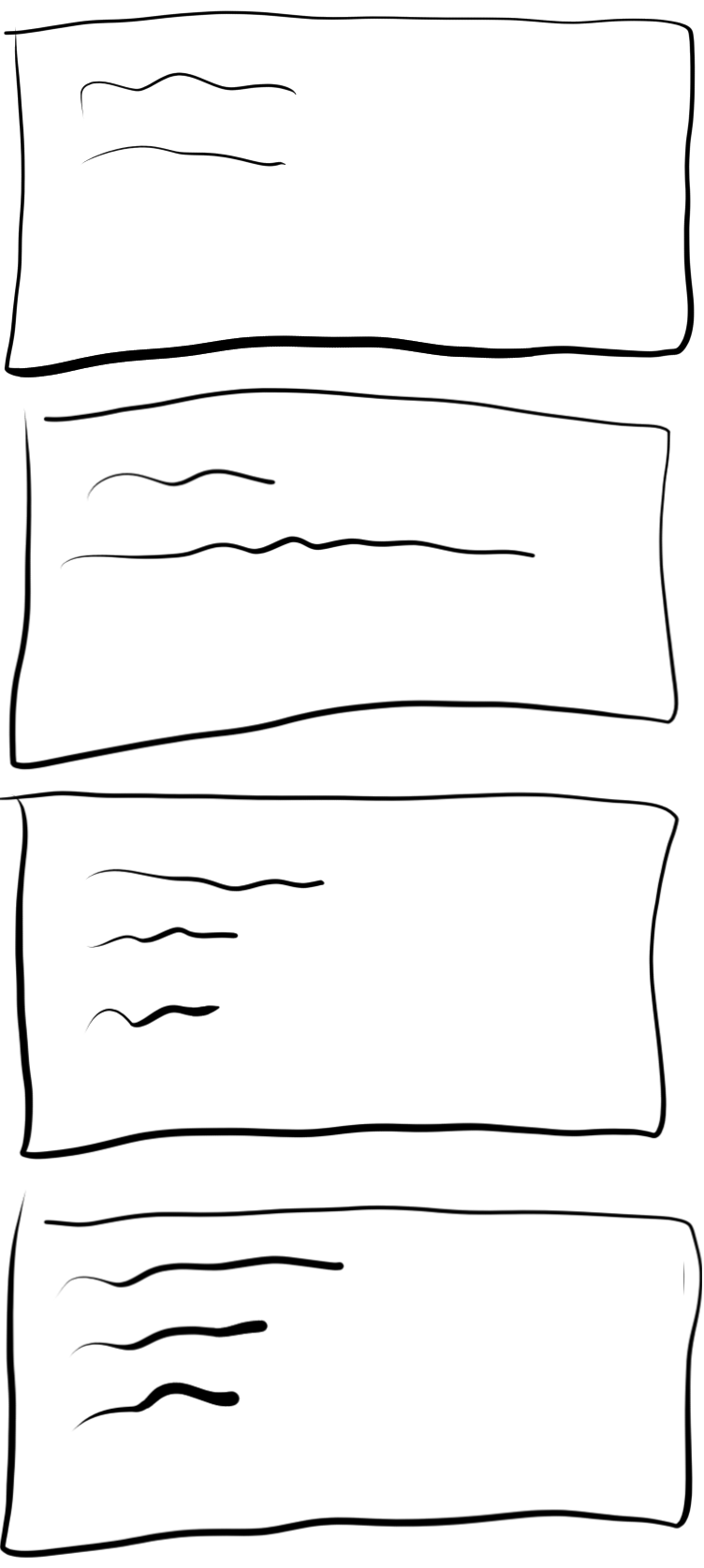 grid of several rows of items in a single column